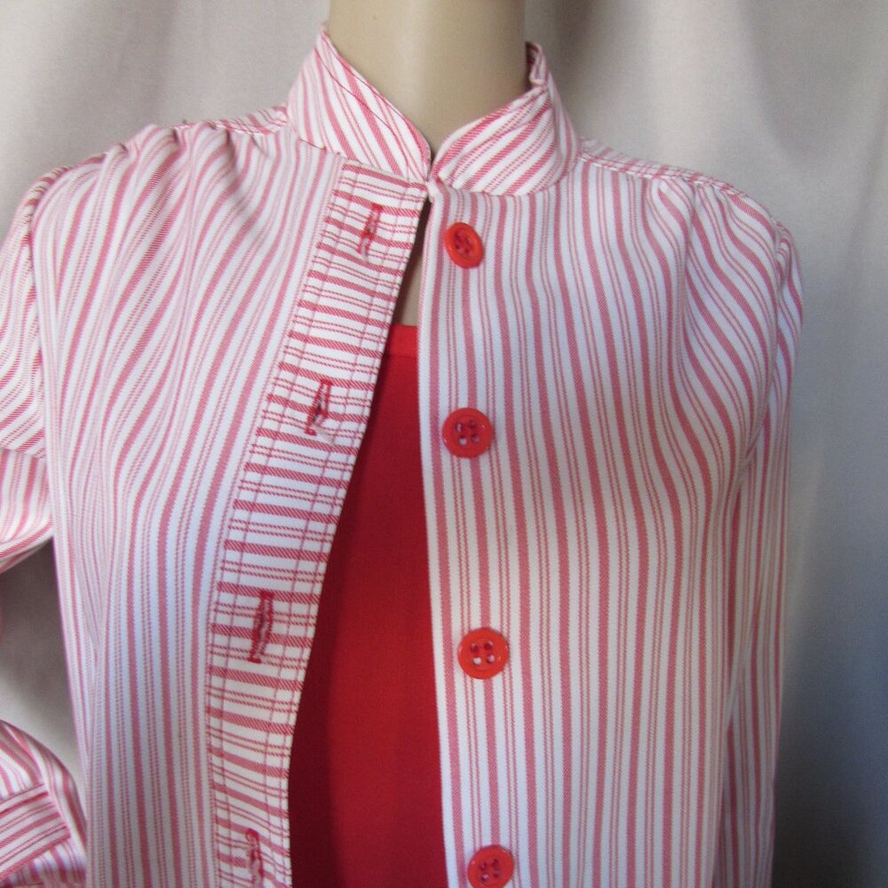 Vintage Toni Todd Jacket & Dress in Red White Ticking Stripe - Picture 7 of 15